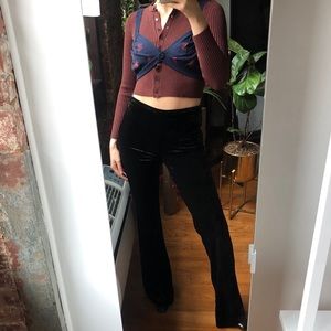 Zara naby blue floral bralette knit crop top